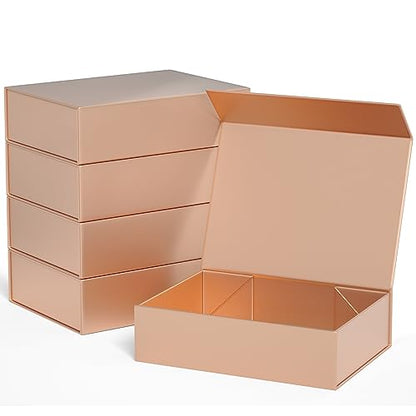 5Pack Gift Boxes 11.9" x 8.5" x 3.3",Magnetic Closure Gift Box for Presents - color: Rose Gold/5PCS