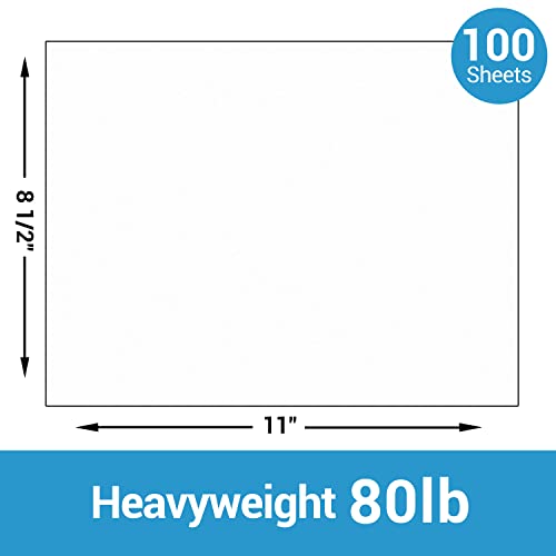 Ohuhu White Cardstock Thick Paper 100 Sheets - 8.5" x 11" Heavyweight 80 lb/216 gsm Card Stock for Crafts and DIY Card Making - color: White
