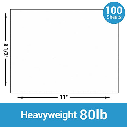 Ohuhu White Cardstock Thick Paper 100 Sheets - 8.5" x 11" Heavyweight 80 lb/216 gsm Card Stock for Crafts and DIY Card Making - color: White
