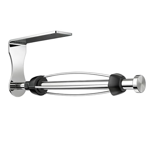 SetSail Paper Towel Holder, Single Hand Operable Paper Towel Holder Under Cabinet with Adjustable Damper Easy Tear Wall Mount Self-Adhesive or Drilled for Kitchen Bathroom, Mirror Silver - color: Bright Silver