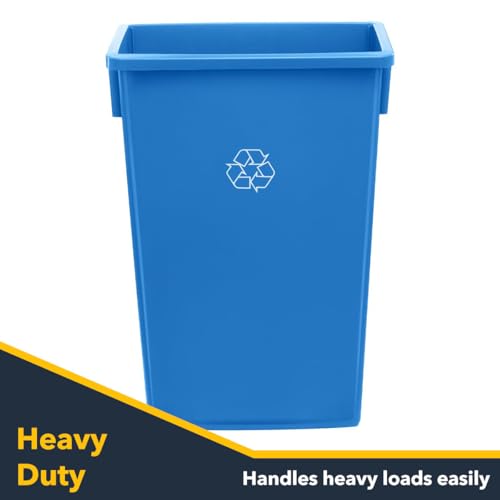 Blue 23 Gallon Slim Recycle Container with Dolly, Wheeled Commercial Trash Can, Heavy-Duty Rolling Waste Bin, Durable Plastic Garbage Can for Kitchens, Homes, Restaurants, Offices - color: Blue, size: with Dolly