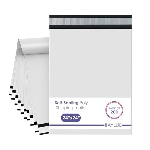 Poly Mailers 24x24, Self Seal Shipping & Mailing Bags, 200 Pack Bulk - color: White, size: 24"x24" / 200 Pack