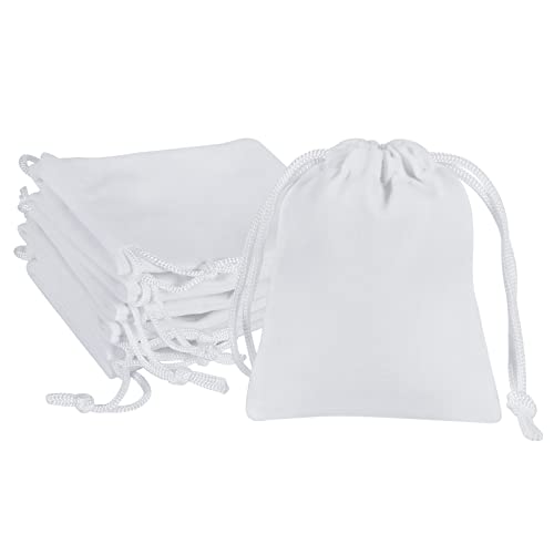 Shintop 10Pcs 3x4 Inch Velvet Drawstring Gift Bags for Wedding - color: White, size: 1 Count (Pack of 10)
