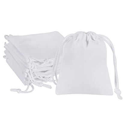 Shintop 10Pcs 3x4 Inch Velvet Drawstring Gift Bags for Wedding - color: White, size: 1 Count (Pack of 10)