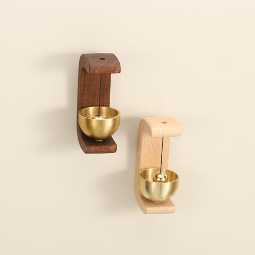 PATIKIL 2Set Shopkeepers Bell Magnetic Hanging Bell, Walnut, C Shape - color: Walnut