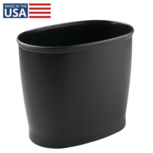 iDesign Slim Plastic Bathroom Trash Can, Black - color: Matte Black, style: Pack of 1