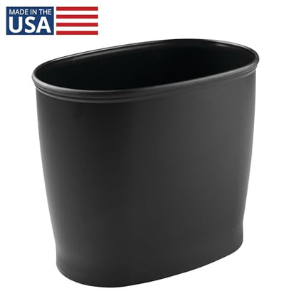 iDesign Slim Plastic Bathroom Trash Can, Black - color: Matte Black, style: Pack of 1