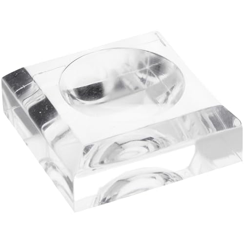 Plymor 2" W x 2" D Clear Square Egg/Sphere Base (1.5" Hole) - size: 2" x 2" x 0.75"
