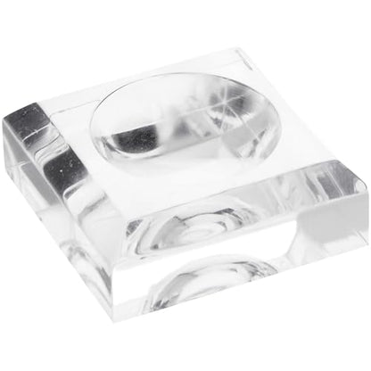 Plymor 2" W x 2" D Clear Square Egg/Sphere Base (1.5" Hole) - size: 2" x 2" x 0.75"