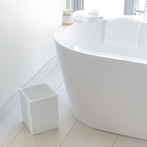 YEW DESIGN Matte White Square 2 Gallon Trash Can for Home and Bathroom - color: White Square