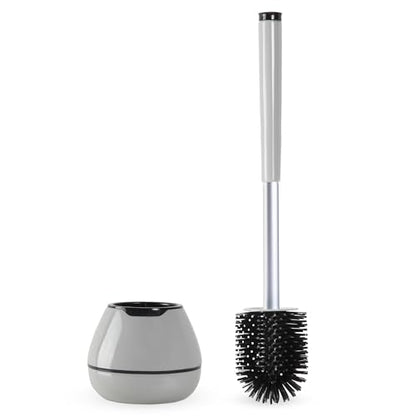 BOOMJOY Toilet Brush and Holder Set, Silicone Toilet Bowl Cleaner Brush, Toilet Scrubber Brush with Tweezers for Bathroom Cleaning, RV Accessories and House Organization Must-Haves - Gray - color: Gray