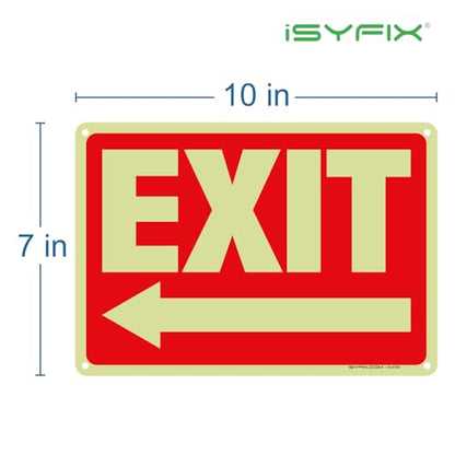 iSYFIX Exit Signs with Left Arrow, Glow in the Dark, 10x7 Inch, 2 Pack - color: Metal Left, size: 2 Pk 10x7