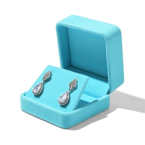 Blue Velvet Earring Jewelry Gift Box - color: Blue
