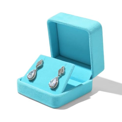 Blue Velvet Earring Jewelry Gift Box - color: Blue