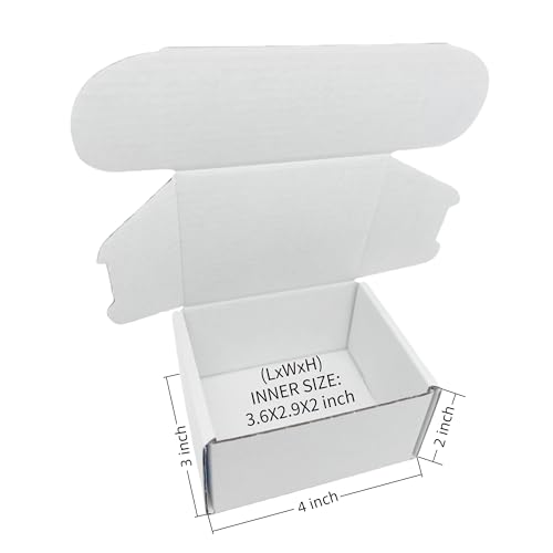 4x3x2 Inches 50 Pack White Corrugated Cardboard Shipping Boxes - size: 4x3x2 inch 50 Pack