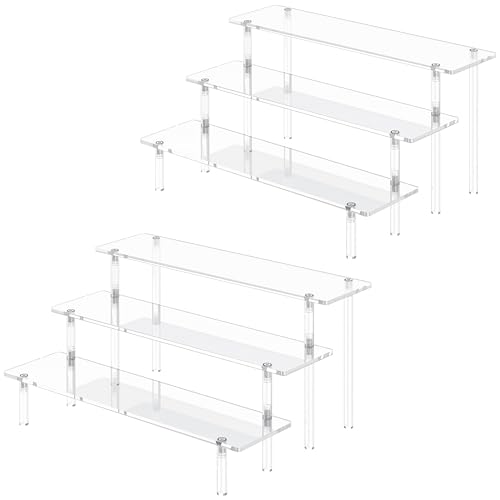 3 Tier Acrylic Display Risers, Large Perfume Organizer Stand (2 Pack)
