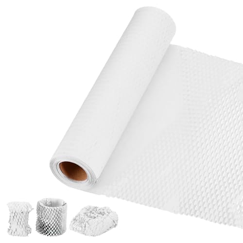 PATIKIL Honeycombs Packing Paper, 12" x 66' Honeycombs Cushioning Wrap Roll Kraft Wrapping Paper for Shipping Moving Wrapping Gifts, White - color: White, size: 12" x 66'