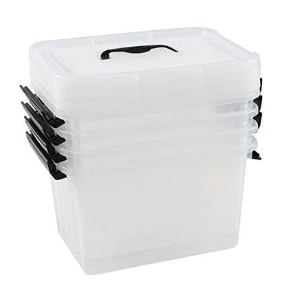 6 Quart Plastci Storage Box, Clear Storage Bins Totes Containers Set of 4 - size: 6 Quart