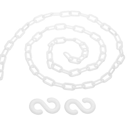 PATIKIL 13Ft Plastic Chain Barrier, Safety Link Chain with 2 S-Hooks for Crowd Control at Driveway Elevator Parking Lot, White - color: White
