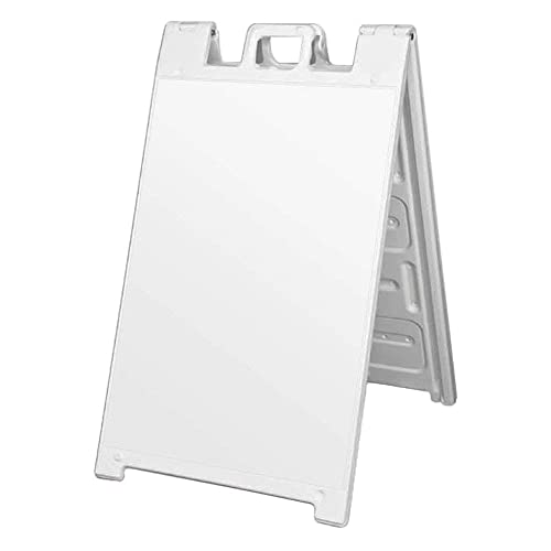 Plasticade Signicade Deluxe A Frame Sidewalk Curb Sign Portable Folding Double Sided Display with Quick Change System for Store Signs, White (2 Pack)