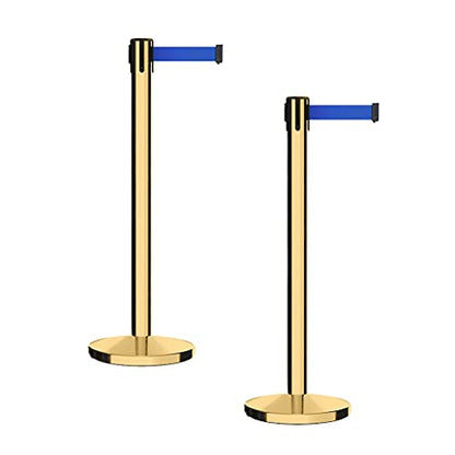 CCW 2-Pack 7.5 Ft Retractable Belt Barrier Stanchions, Blue - color: Blue, size: 7.5 Foot