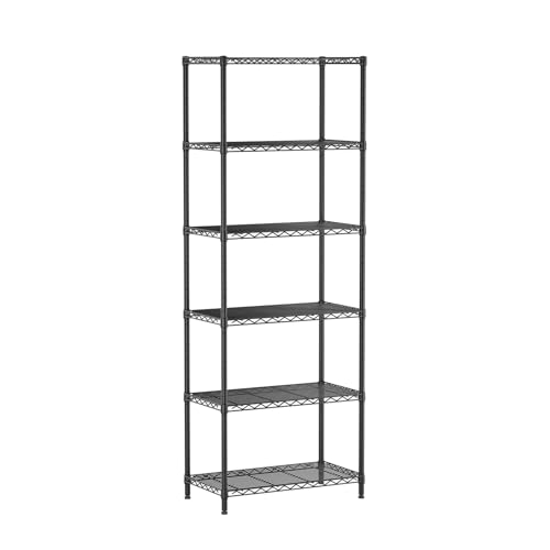 SINGAYE 6 Metal Shelves Wire Shelving Storage Shelf Adjustable Unit Pantry - color: Black, size: 6 Tier 14"Dx24"Wx72"H