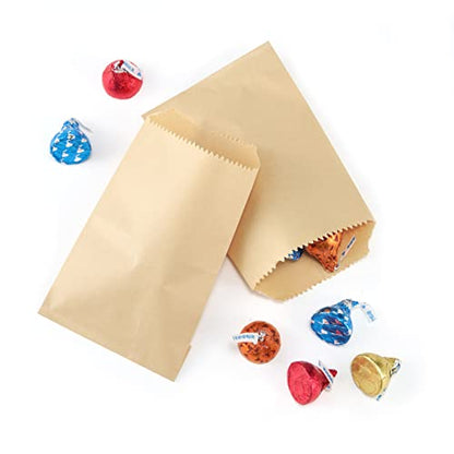 FOCCIUP 100 Pcs 4x6 Inches Brown Kraft Paper Bags Flat Envelopes Merchandise Treat Bag for Party - color: Brown-4x6 Inch