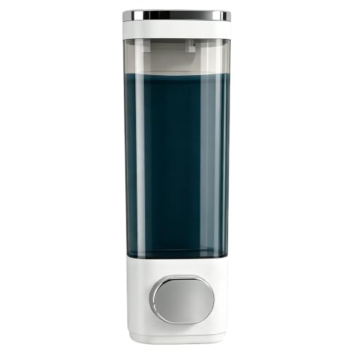 White Wall Mounted Hand Soap Dispenser,Single Shampoo/Conditioner Organizer - color: White