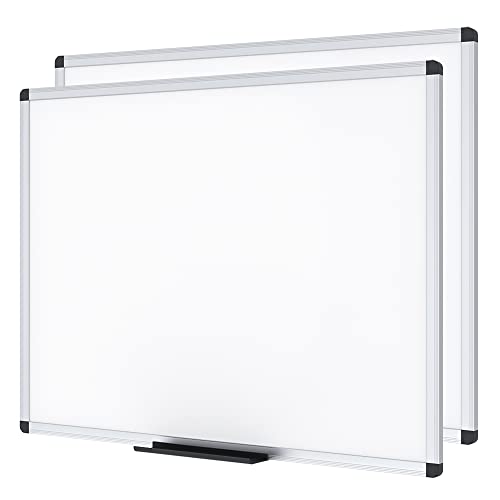 VIZ-PRO Dry Erase Board, 36 x 24 Inches, 2 Pack, Wall Mounted Whiteboard - size: 36 x 24 Inches