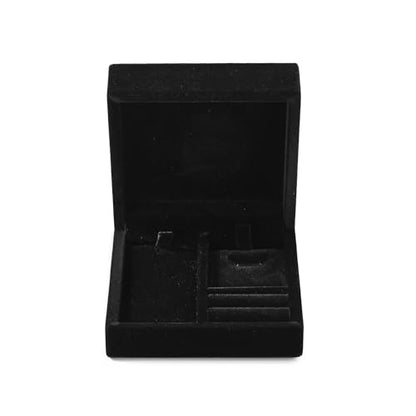 Velvet Jewelry Set Box, Black Velvet Necklace Earring Ring Organizer - color: Black