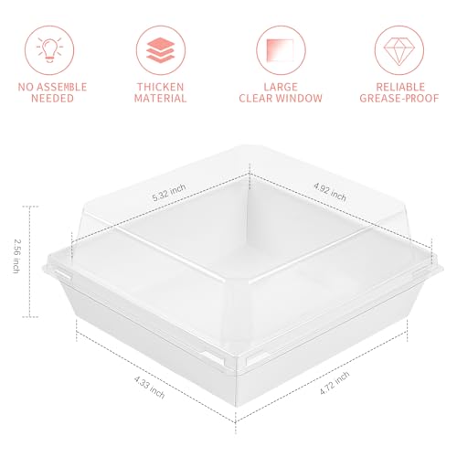 Ocmoiy Charcuterie Boxes with Clear Lids, 5 Inches, 50 Pack, White - color: White