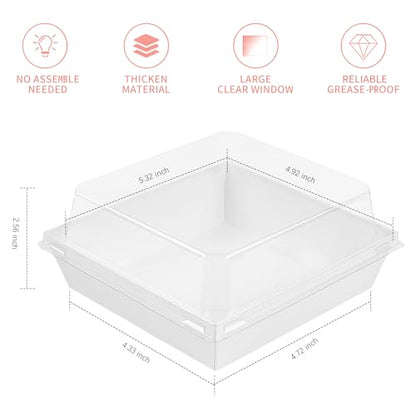 Ocmoiy Charcuterie Boxes with Clear Lids, 5 Inches, 50 Pack, White - color: White
