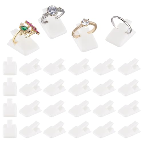 PH PandaHall 36pcs Plastic Ring Holder Small Ring Display Clip Ring Clips Single Ring Display Holder Ring Display Stands Organizer Rings Jewelry Display for Home Ring Trade Show, White - color: White