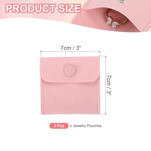 PATIKIL 2Pcs Jewelry Pouch 3x3 Inch Velvet Pouches Snap Button, Pink - color: Pink, size: 3x3 Inch