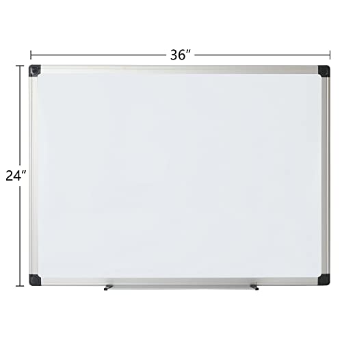 Office Depot Aluminum-Framed Dry-Erase Board, 24" x 36", White Board, Silver Frame