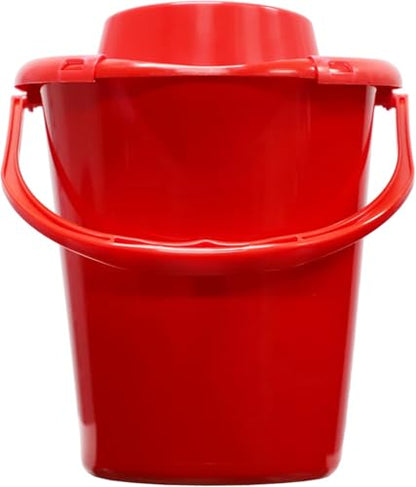 Condor Professional Bucket with Drainer, Red Plastic Mop Bucket, Built-in Measuring Scale, Cleaning Container