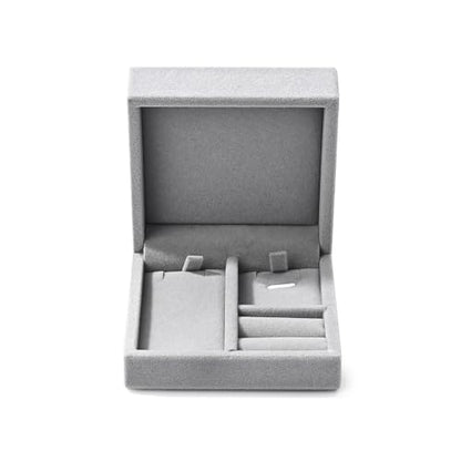 Velvet Jewelry Set Box, Gray Velvet Necklace Earring Ring Organizer - color: Grey