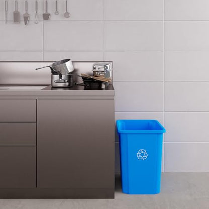 19 Gallon Blue Square Commercial Trash Garbage Can | Outdoor Office Restaurant School Kitchen - color: Blue, size: 19 Gallon, style: Trash Can