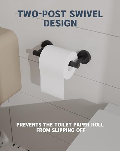 RARXTR Matte Black Toilet Paper Holder SUS304 Stainless Steel Double Post Pivoting Toilet Paper Roll Holder Wall Mounted Toilet Tissue Holder for Commercial Bathroom RV - color: Matte Black