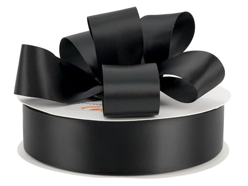 HUIHUANG Black Double-Faced Satin Ribbon 1-1/2 inch x 100 Yards - color: Black, size: 1-1/2 inch