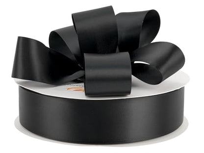HUIHUANG Black Double-Faced Satin Ribbon 1-1/2 inch x 100 Yards - color: Black, size: 1-1/2 inch