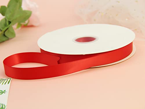 3/4" Red Double Face Satin Ribbon 100yd for Gifts - color: Red, size: 7/8 inch