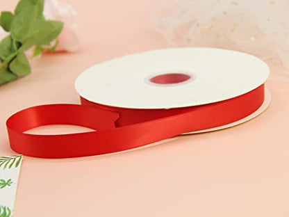 3/4" Red Double Face Satin Ribbon 100yd for Gifts - color: Red, size: 7/8 inch
