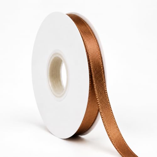 Copper Ribbon Satin Ribbon 3/8 Inch x 50 Yards with Spool - color: Copper