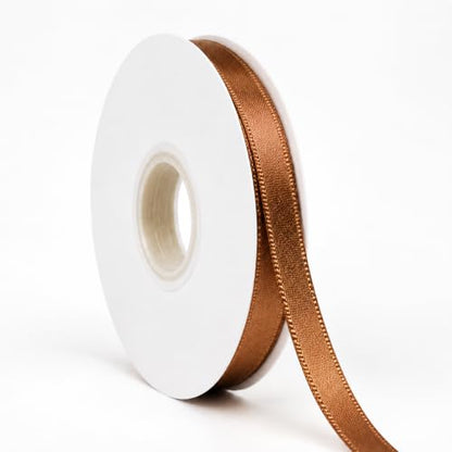 Copper Ribbon Satin Ribbon 3/8 Inch x 50 Yards with Spool - color: Copper