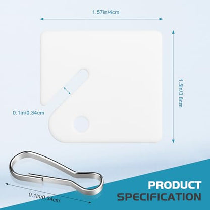 120 PCS Slotted Key Tags White Plastic Hanging Tags with Metal Snap Hook