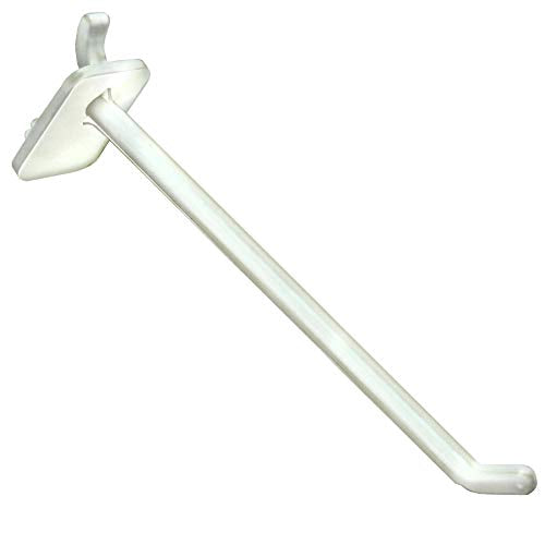 Azar Displays 800006-W Pack of 50 White Pegboard Hooks (Also Available in Black & Clear) - 6” Pegboard Hook Set (2” & 4” Pegboard J Hooks Also Available) - Polycarbonate Plastic Hooks for Retail - color: White, size: 6 Inch
