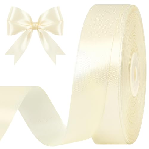 Ivory Satin Ribbon, 1 Inch, 50 Yards - color: ivory