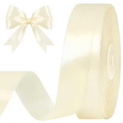 Ivory Satin Ribbon, 1 Inch, 50 Yards - color: ivory