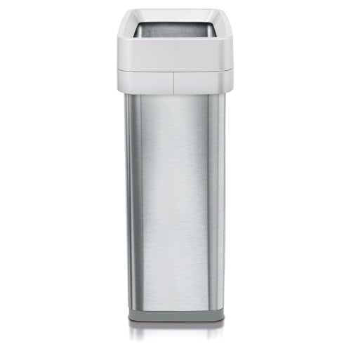 Clorox Slim Open Top Stainless Steel Trash Can, Silver, 13 Gallon / 50L - color: Stainless Open Top